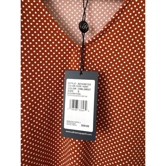Adrianna Papell Pleated Sleeve Print Knit Top – Polka Dot – Size Small – NWT - Picture 4 of 4